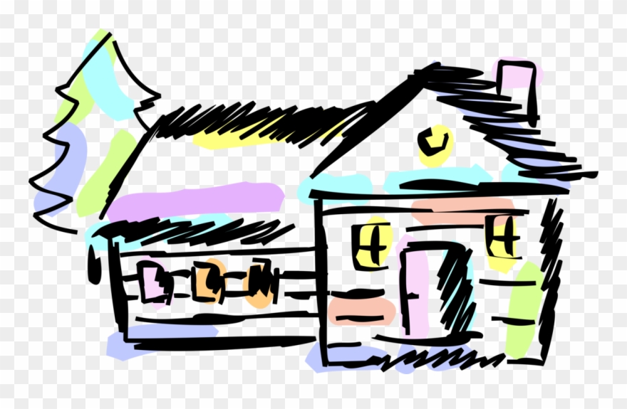 Vector Illustration Of Country Cottage Cabin House Clipart