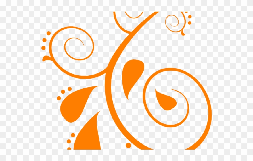 Orange Flower Clipart Swirls - Design Black And White Butterfly - Png Download
