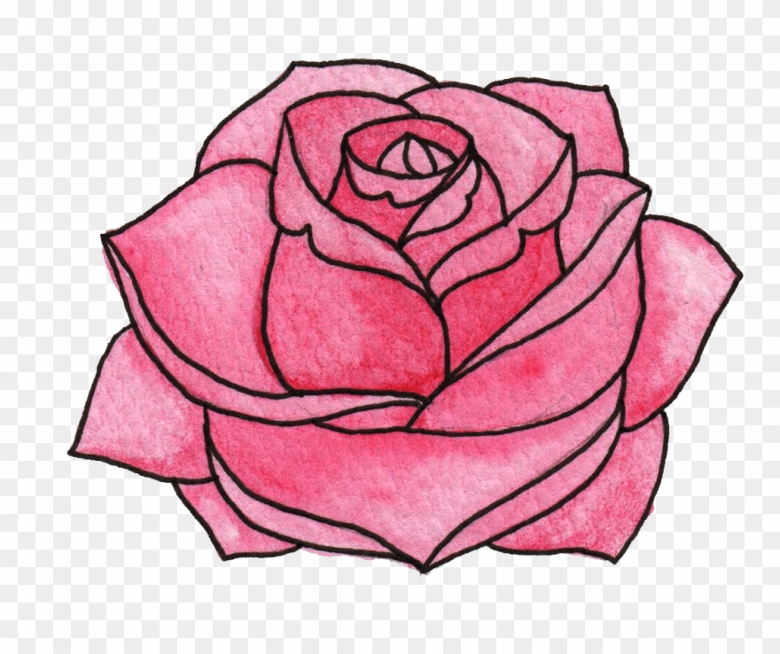 Garden Roses Floral Design Watercolor Painting Clip - Png Download