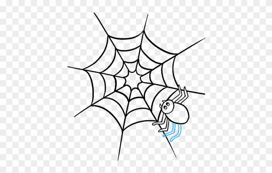 Spider Web Clipart Half Spider - Spider With Web Drawing - Png Download