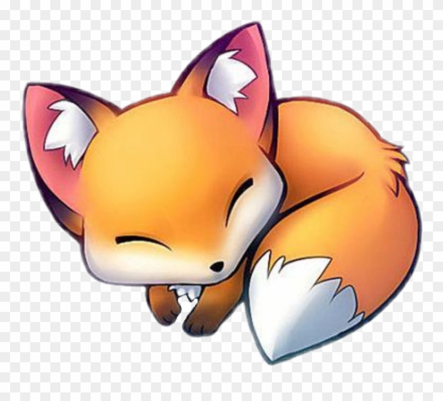 Cute Sticker - Cute Sleeping Fox Cartoon Clipart
