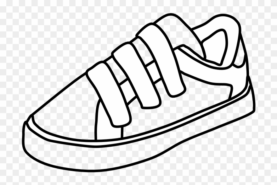 Sneakers, Velcro, Black And White, Png - Walking Shoe Clipart