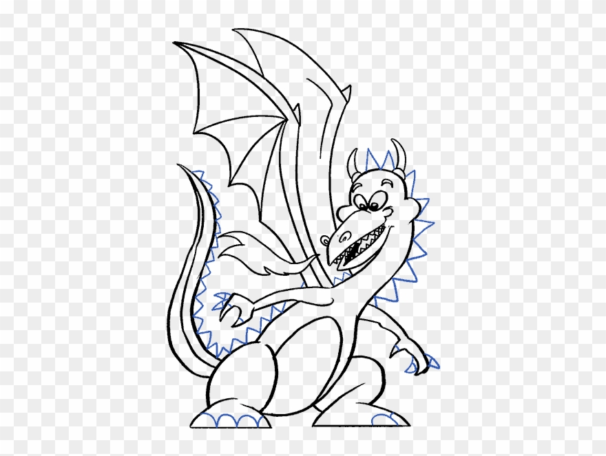How To Draw A Cartoon Dragon Easy - Dragon Drawing Clipart