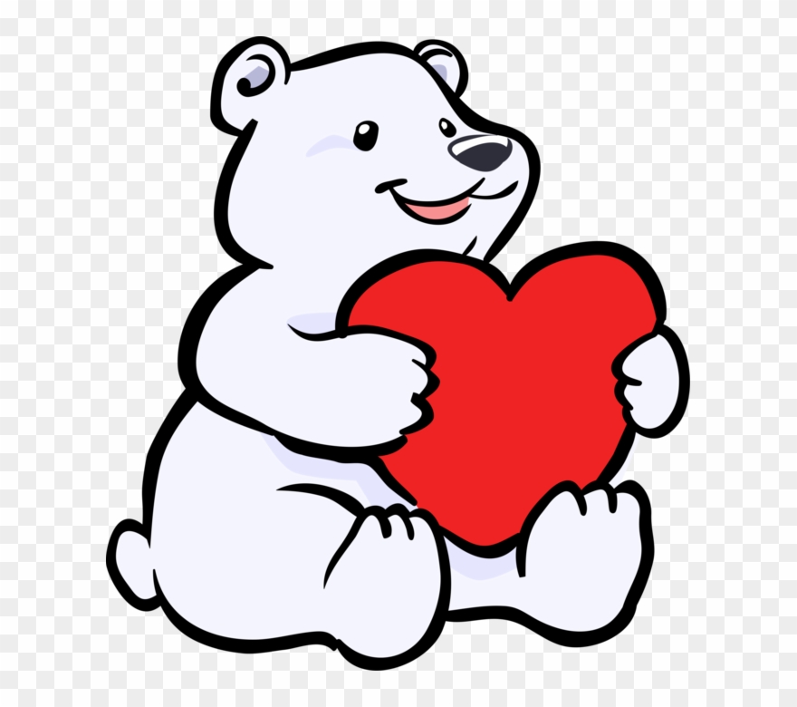 Vector Illustration Of Arctic Polar Bear With Valentine's - Ice Bear With Heart Clipart