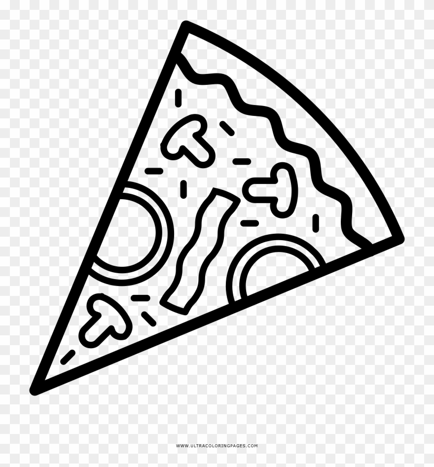 Pizza Coloring Page - Pizza Outline Png Clipart