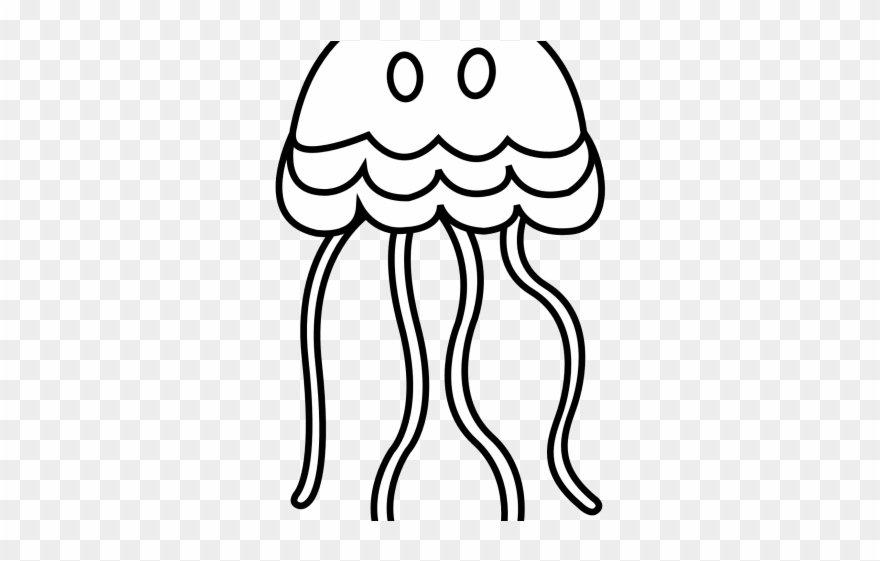 Jellie Clipart Outline - Jellyfish Black And White Clipart - Png Download