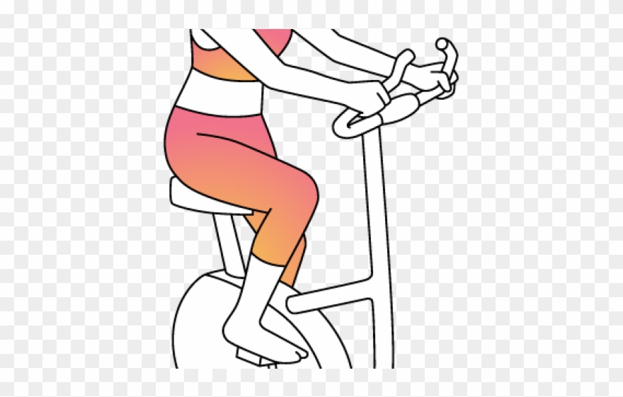 Exercise Bike Clipart Girl - Person On Exercise Bike Drawing - Png Download