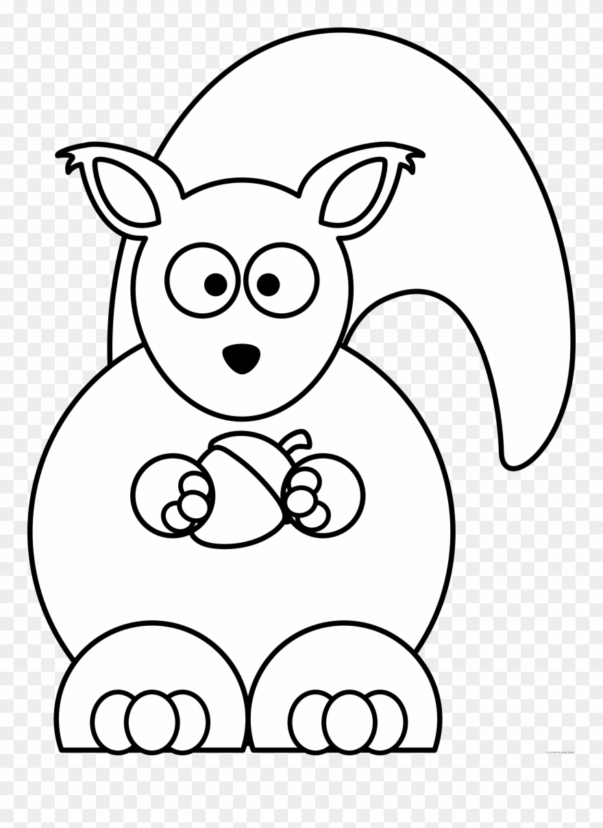 Animal Clipart Squirrel - Cartoon Squirrel Black And White - Png Download