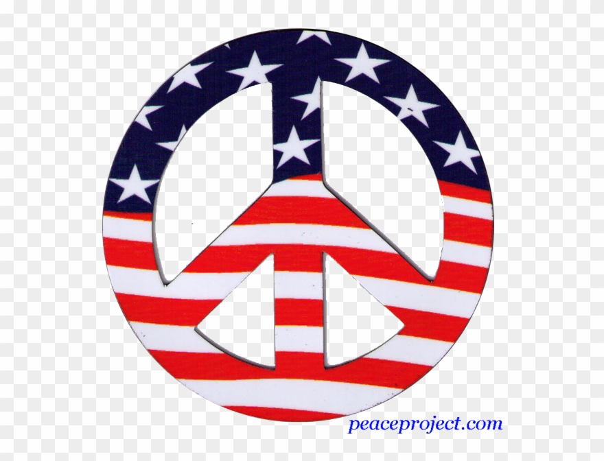 Peace Sign Wall Decal American Flag Repositionable - Captain America Back Ground Clipart