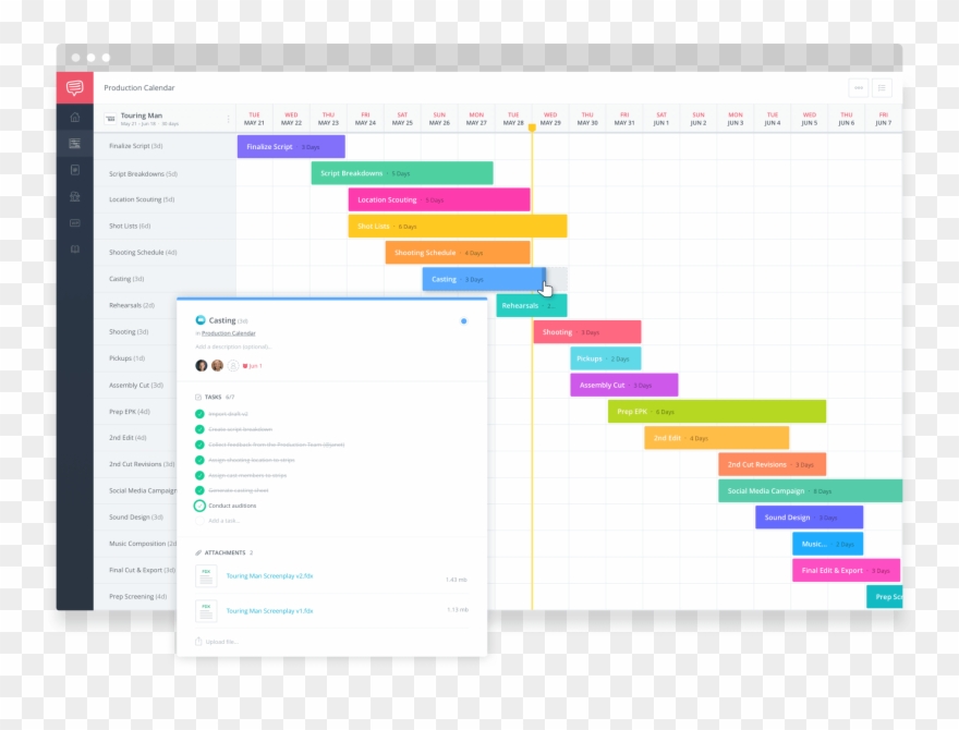 How Video Producers Use Calendar Software Studiobinder - Film Production Gantt Chart Clipart