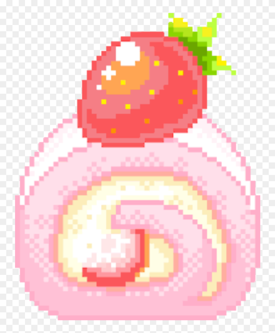 #cake #strawberry #cute #pixel #pastel #pink #tumblr - Cute Strawberry Clipart