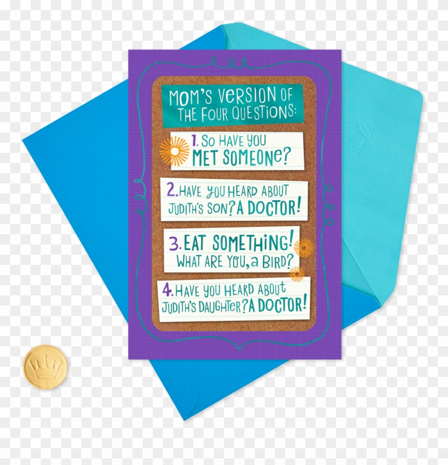 Mom's Questions Funny Passover Card - Paper Clipart