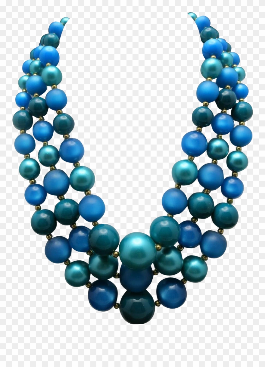 Beads Transparent - Blue Bead Necklace Png Transparent Clipart