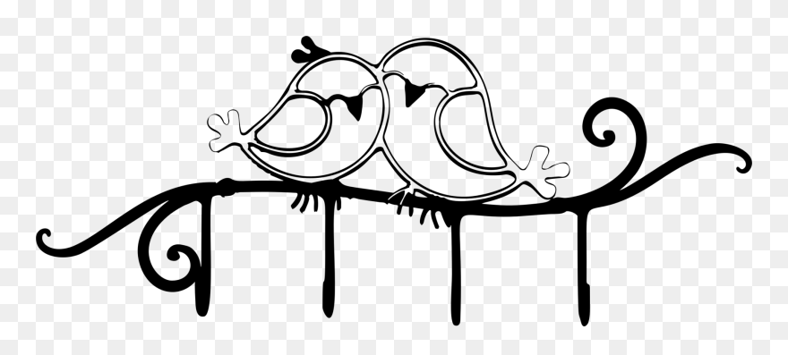 Art - Love Birds Black And White Clipart