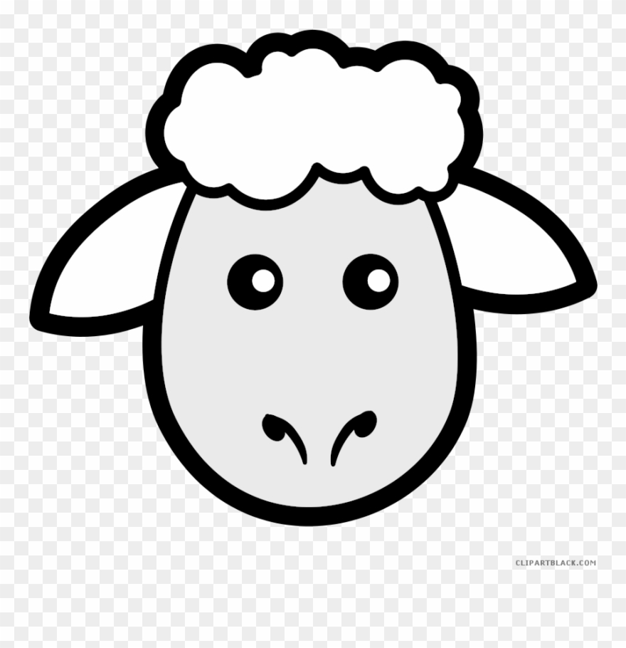 Sheep Animal Free Black White Clipart Images Clipartblack - Sheep Head Clipart Black And White - Png Download