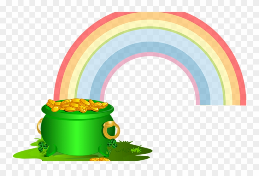 Green Pot Of Gold With Rainbow Png Clip Art Image - Transparent Background Pot Of Gold Clipart