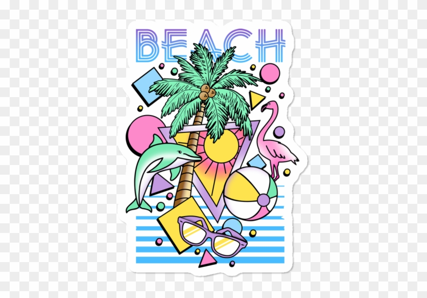 80's Beach Scene - Cool Beach T Shirt Designs Clipart