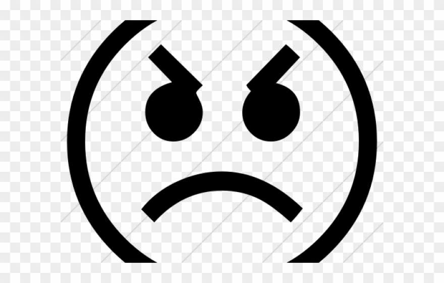 Angry Emoji Clipart Frustration Face - Mad Emoji Black And White - Png Download