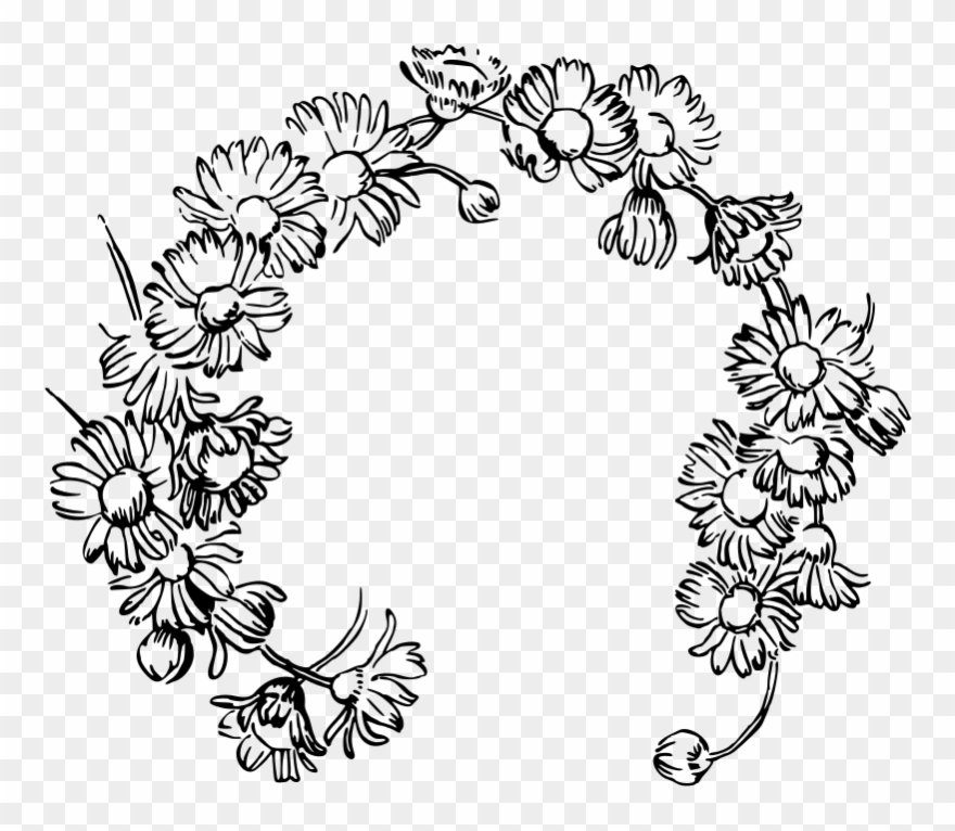Flower Chain Drawing , Png Download - Daisy Chain Daisy Drawing Clipart