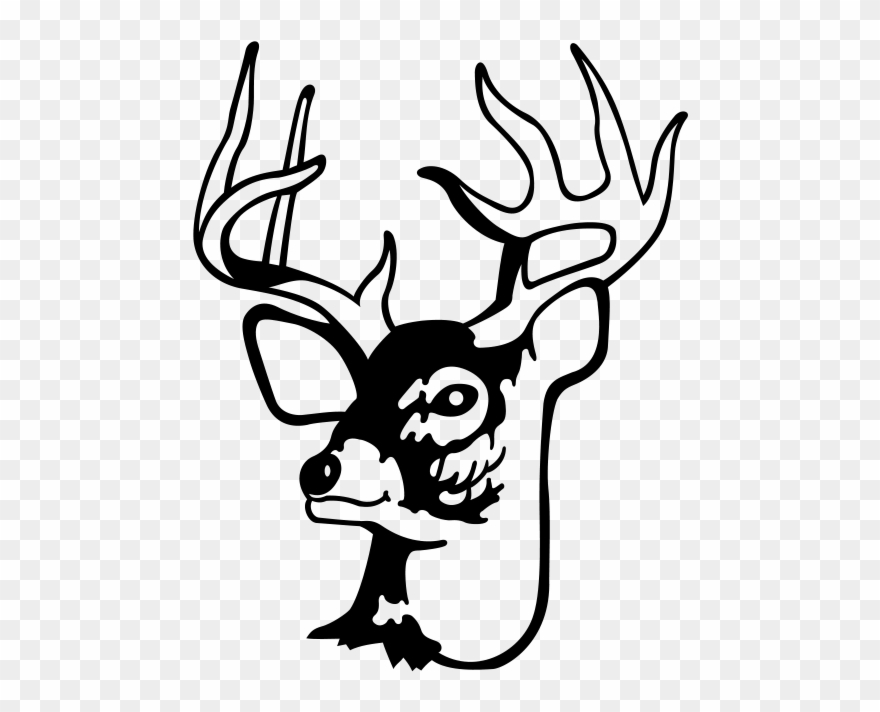 Deer - Deer Antler Clip Art Black And White - Png Download