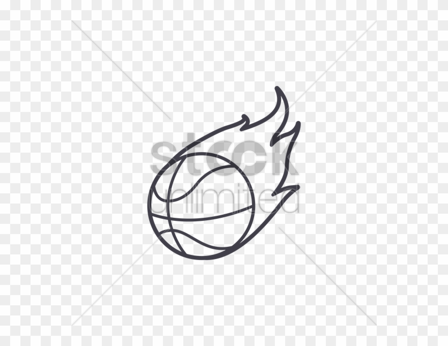 Fireball Clipart Black And White - Basketball Fireball Draw - Png Download