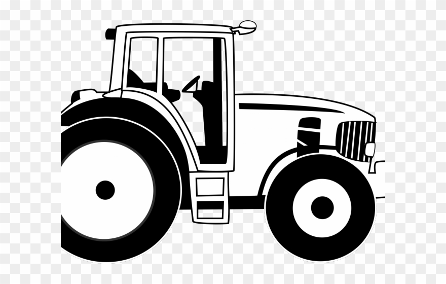 Farmer Clipart Tractor - John Deere Tractor Black And White - Png Download