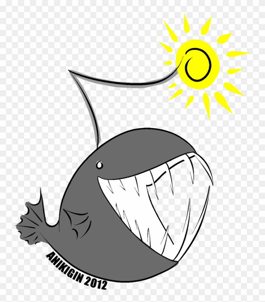 Graphic Black And White Download Anglerfish Drawing - Clip Art - Png Download