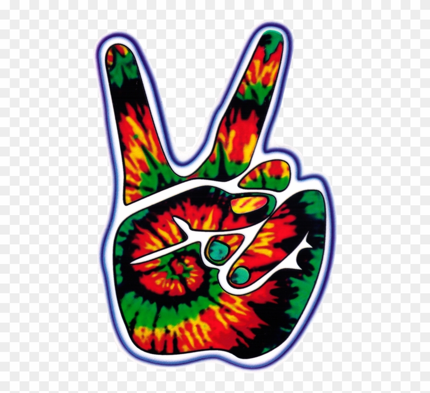 Tie Dye Peace Hand - Tie Dye Peace Art Decal Window Sticker Clipart