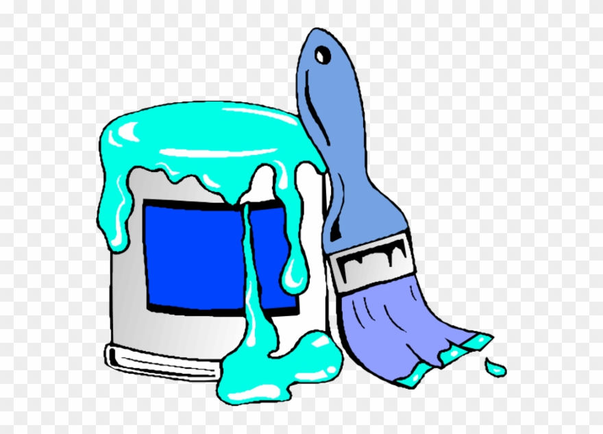 Paint Can And Brush Clip Art Clipart - Paint Brush And Can Greeting Cards - Png Download