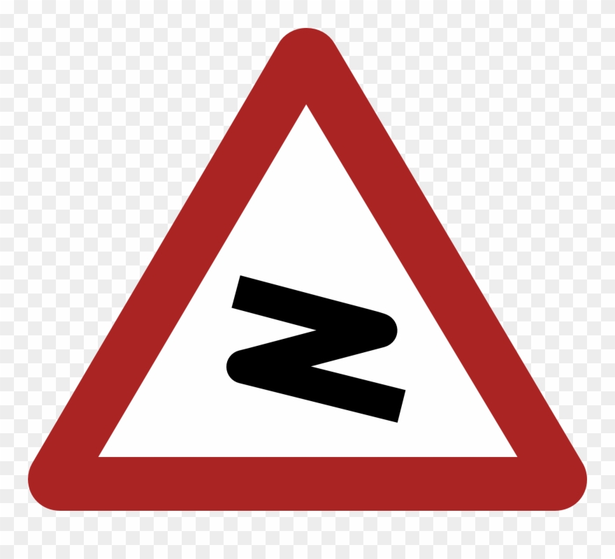 Dangerous Bend Warning Road Sign - Y Junction Road Sign Clipart