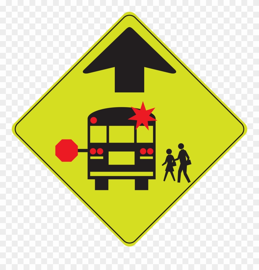 School Bus Stop Ahead Sign Clipart
