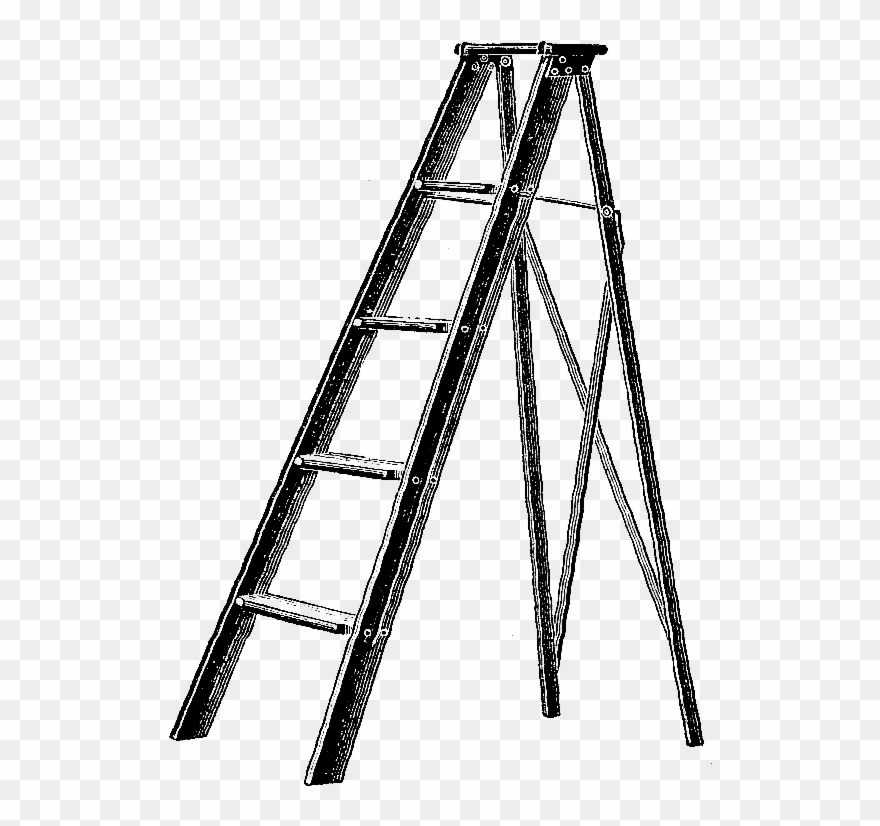 Free Ladder Digital Stamp 1913 Step Ladder Illustrationladder - Ladder Vintage Illustration Clipart