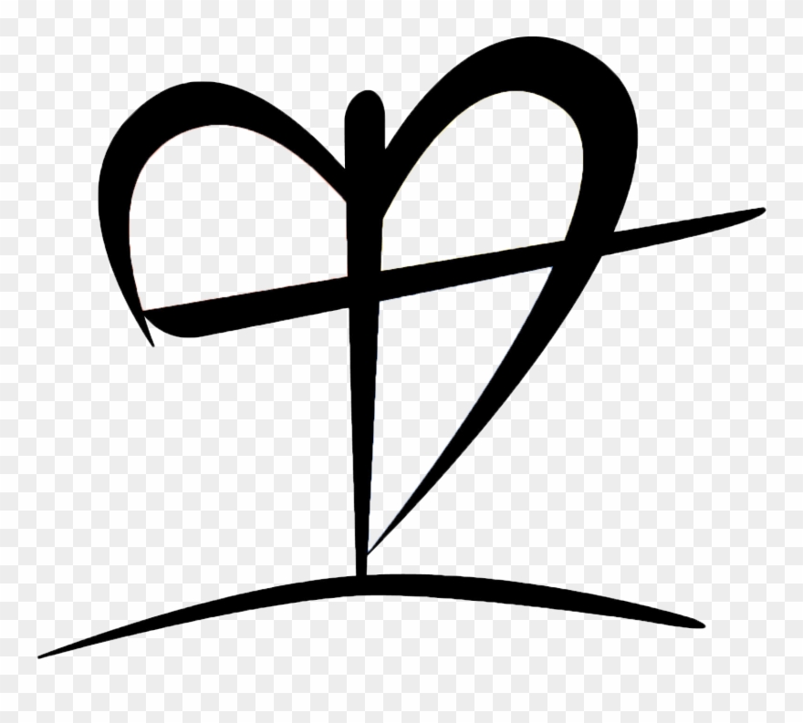 Black And White Clip Art Of Heart With Cross - Heart And Cross Png Transparent Png