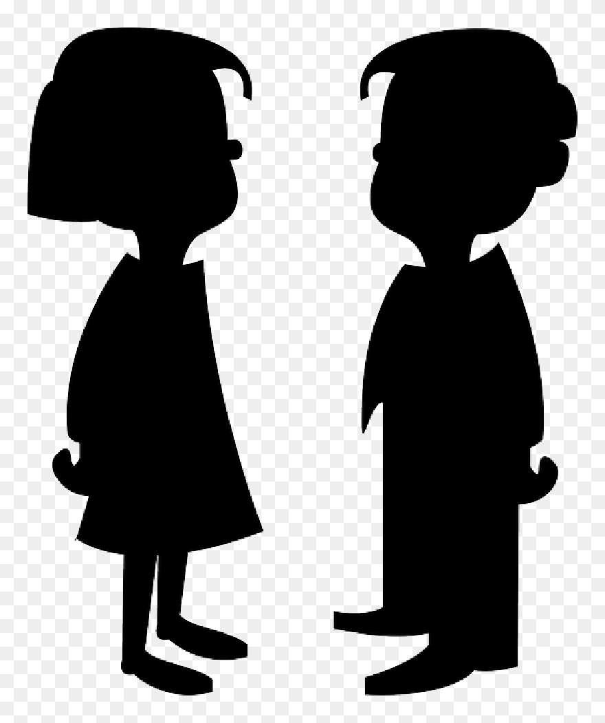 Silhouettes Boy Girl - Cartoon Girl And Boy Clipart