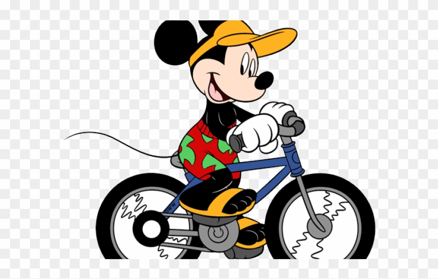 Mickey Mouse On A Bicycle Clipart