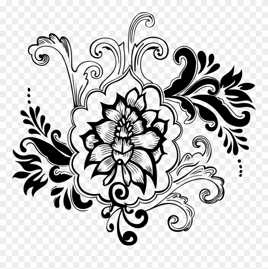 Clip Art Free Library Hd Drawings Of Floral Designs - Flower Vector Png Black Transparent Png