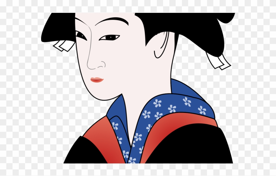 Kimono Clipart Clip Art - Japanese Woman In Kimono Drawing - Png Download