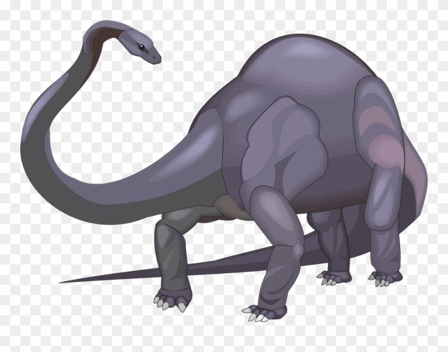 Dinosaur Clip Art Black And White - Long Neck Purple Dinosaur - Png Download