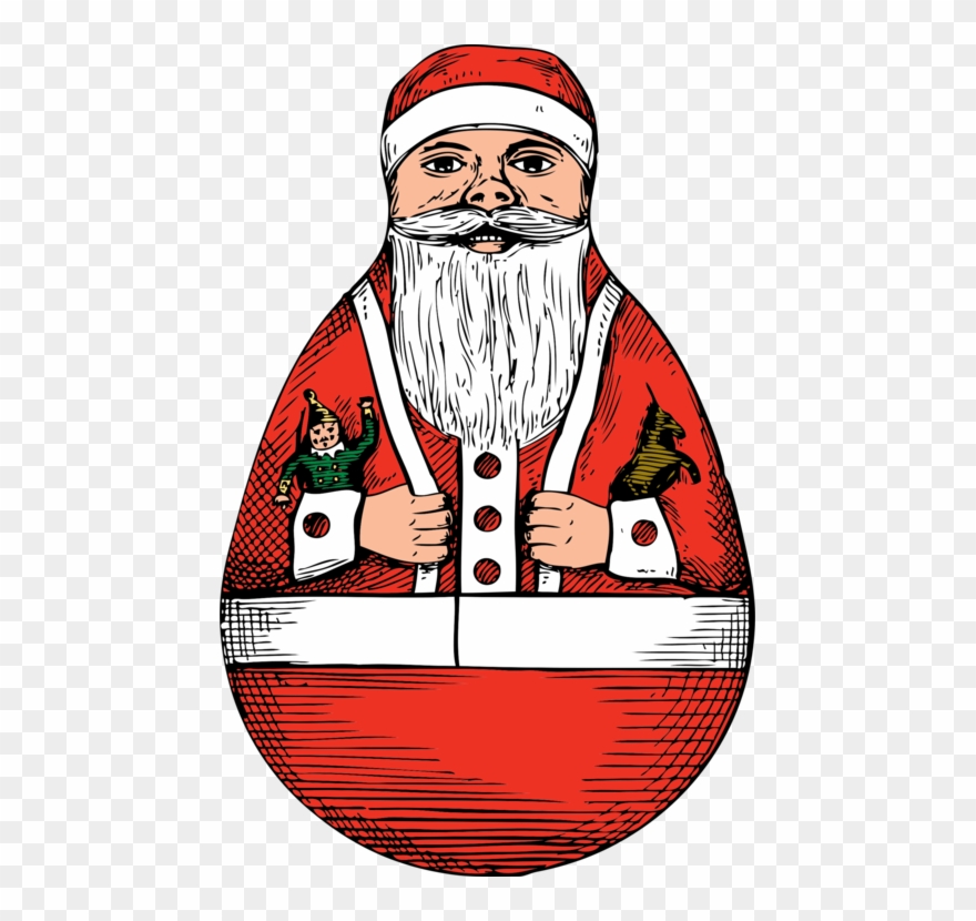Santa Claus T-shirt Sleeve Crew Neck Christmas Day - Christmas Rolly Poley Santa Card Clipart