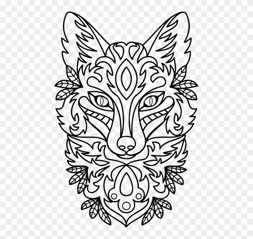Red Fox Line Art Drawing Arctic Fox - Ornamental Fox Clipart