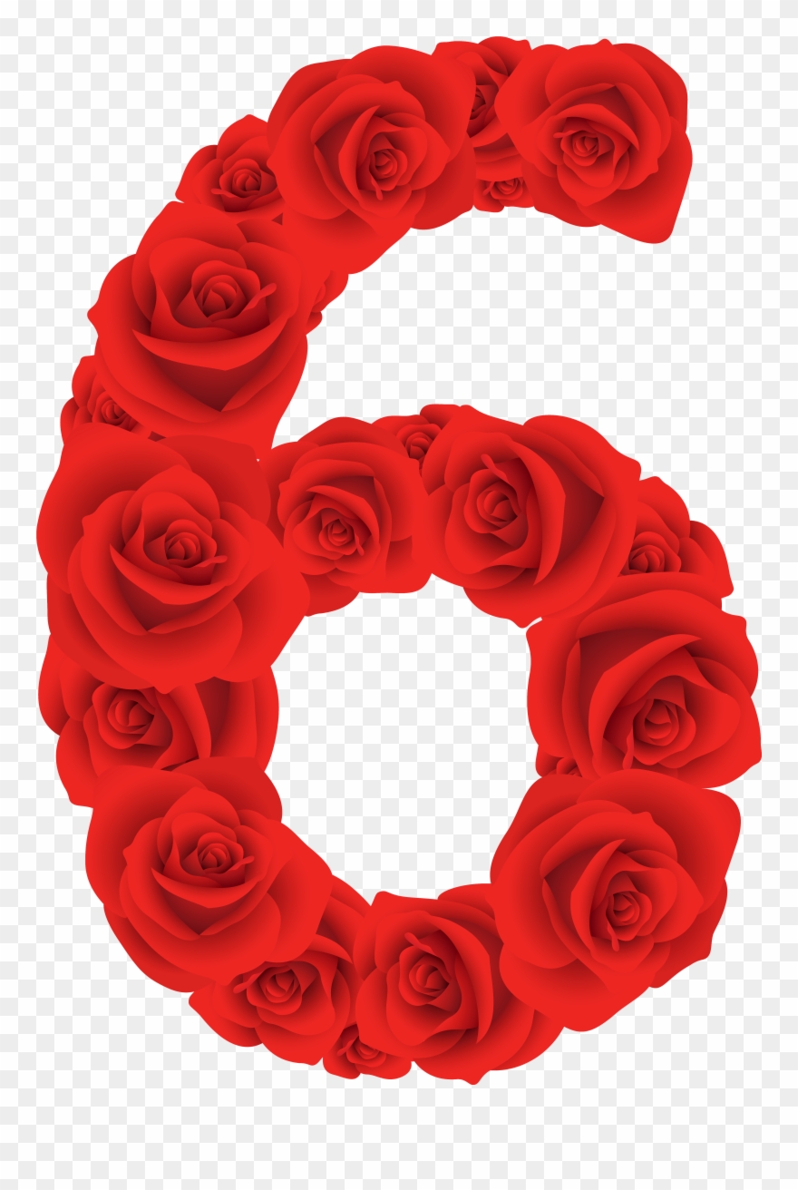Number Six Clipart - Red Roses Numbers - Png Download