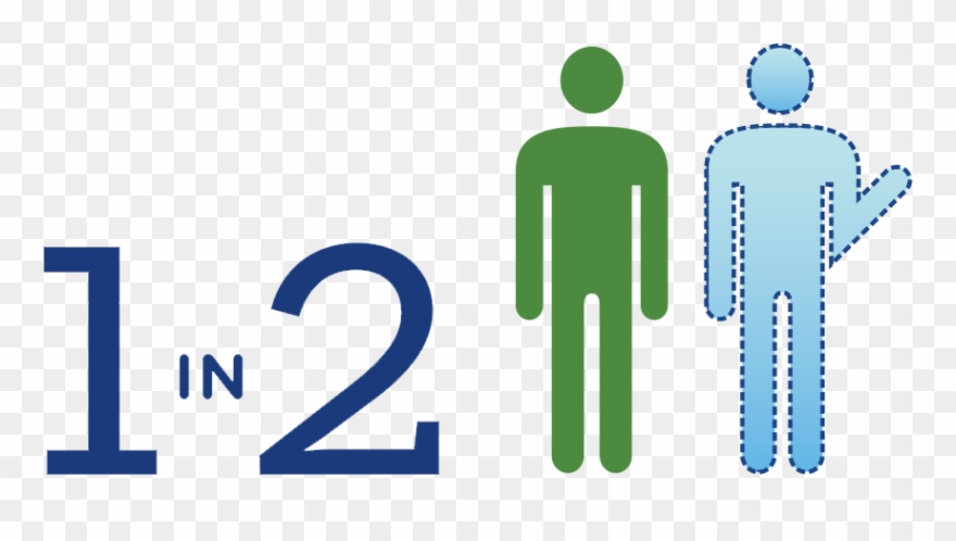 Two Human Figures With The Text 1 In - Graphic Design Clipart