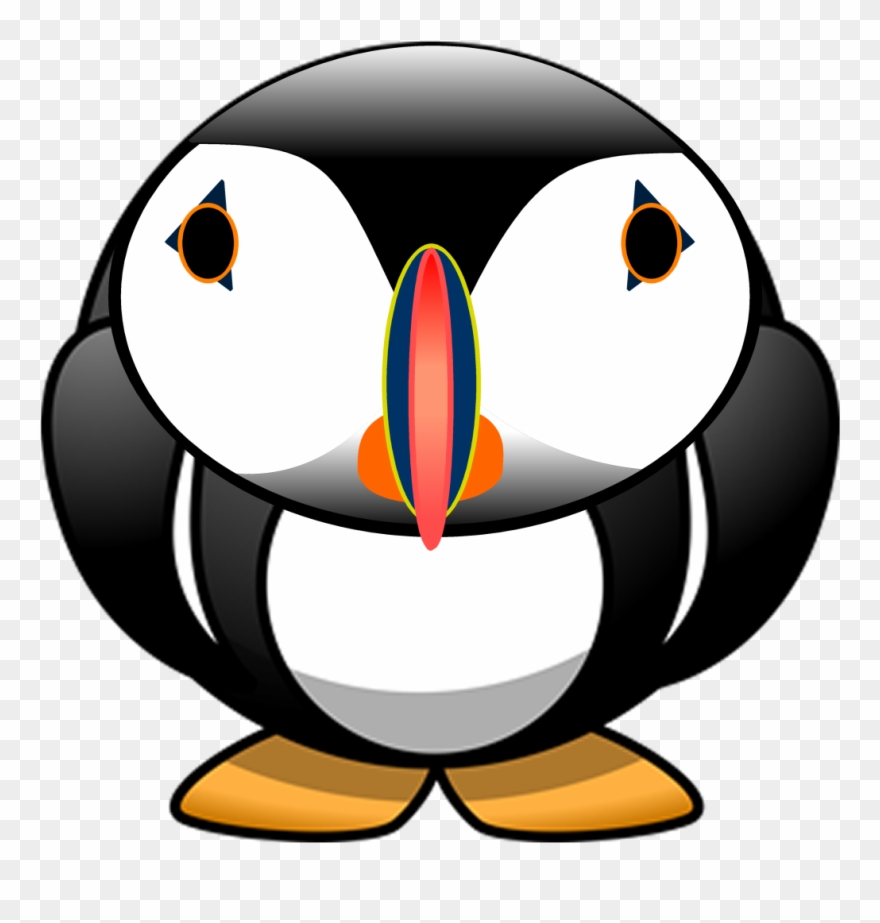 Puffins - Cute Cartoon Drawing Colorful Clipart