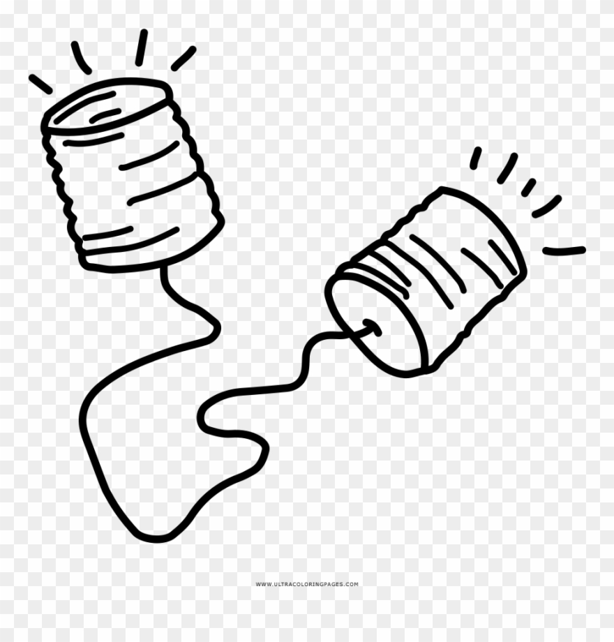 Tin Can Phone Coloring Page - Latas De Telefono Dibujo Clipart