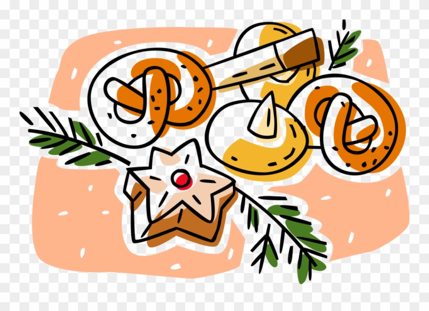 Vector Illustration Of Pretzels With Christmas Baking - Holiday Cookies Clipart - Png Download