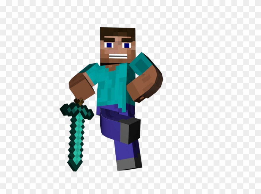 Minecraft Steve With Sword Man Standing Sword Minecraft - Minecraft Png Clipart