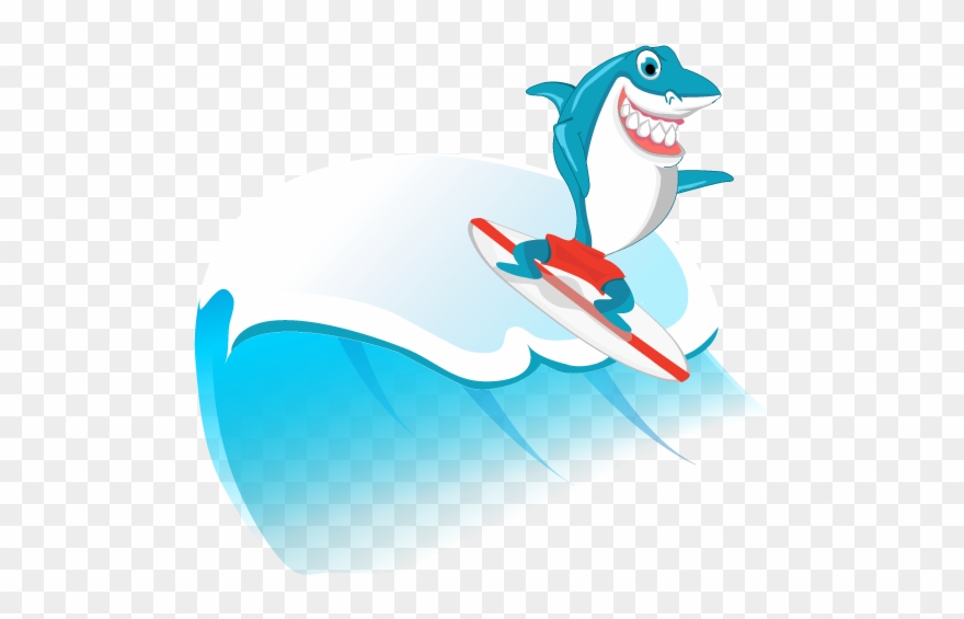 Surfing Shark - Great White Shark Clipart