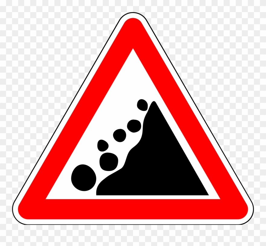 16 Warning-falling Rocks - Falling Rocks Sign Png Clipart