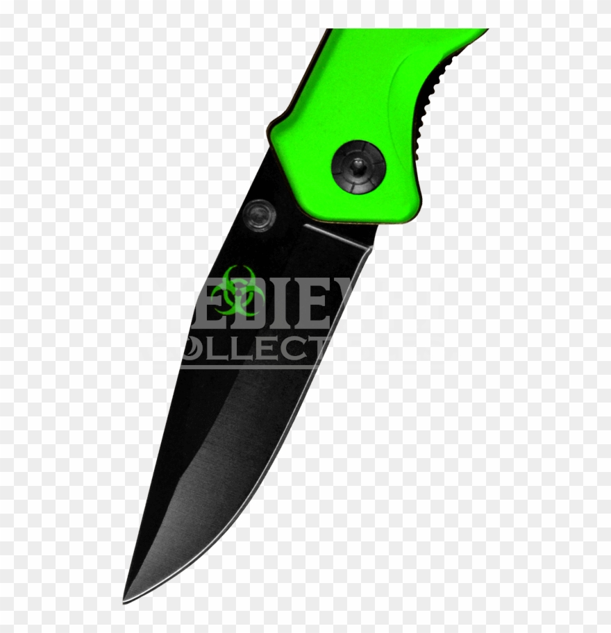 Green Biohazard Folding Clip Point Pocket Knife - Utility Knife - Png Download