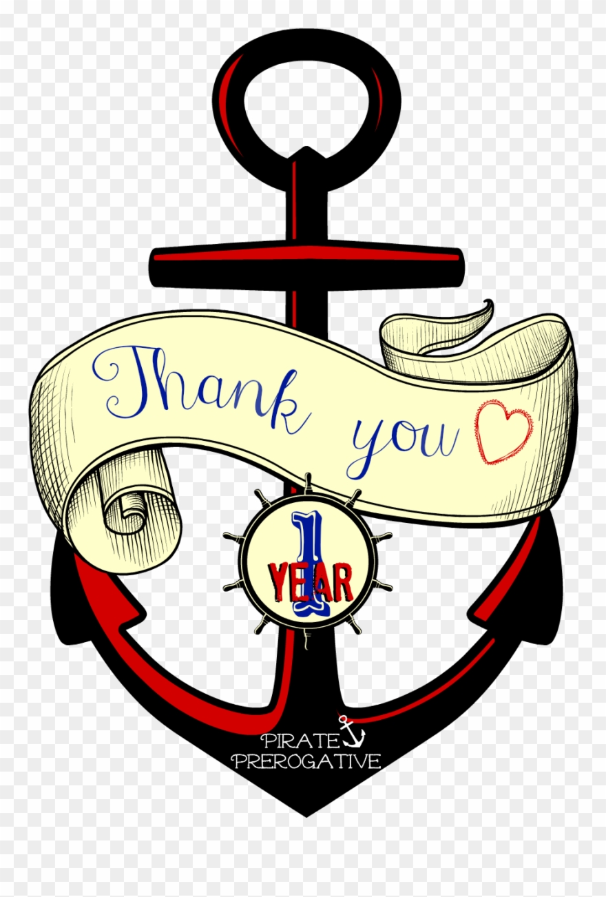 Pirate Prerogative Thanks You For 1 Year - Anchor With Circle Monogram Clipart